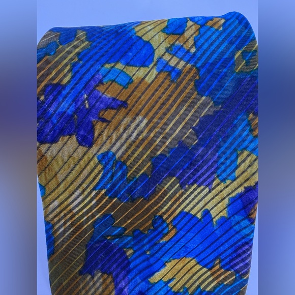 Vintage Robert Talbott Nordstrom Anniversary Silk Tie Blue Gold Abstract Stripe - Picture 2 of 8